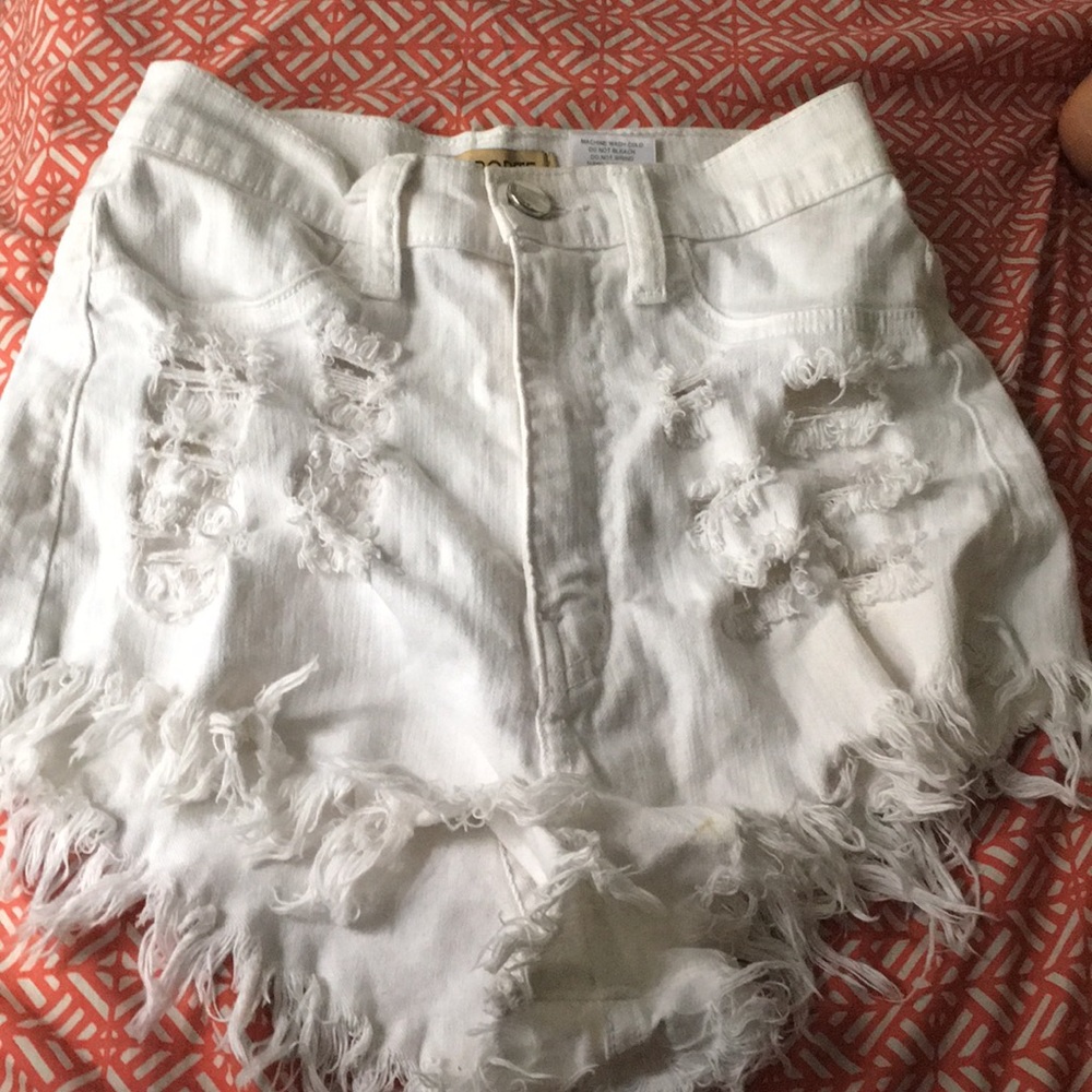 White jean shorts